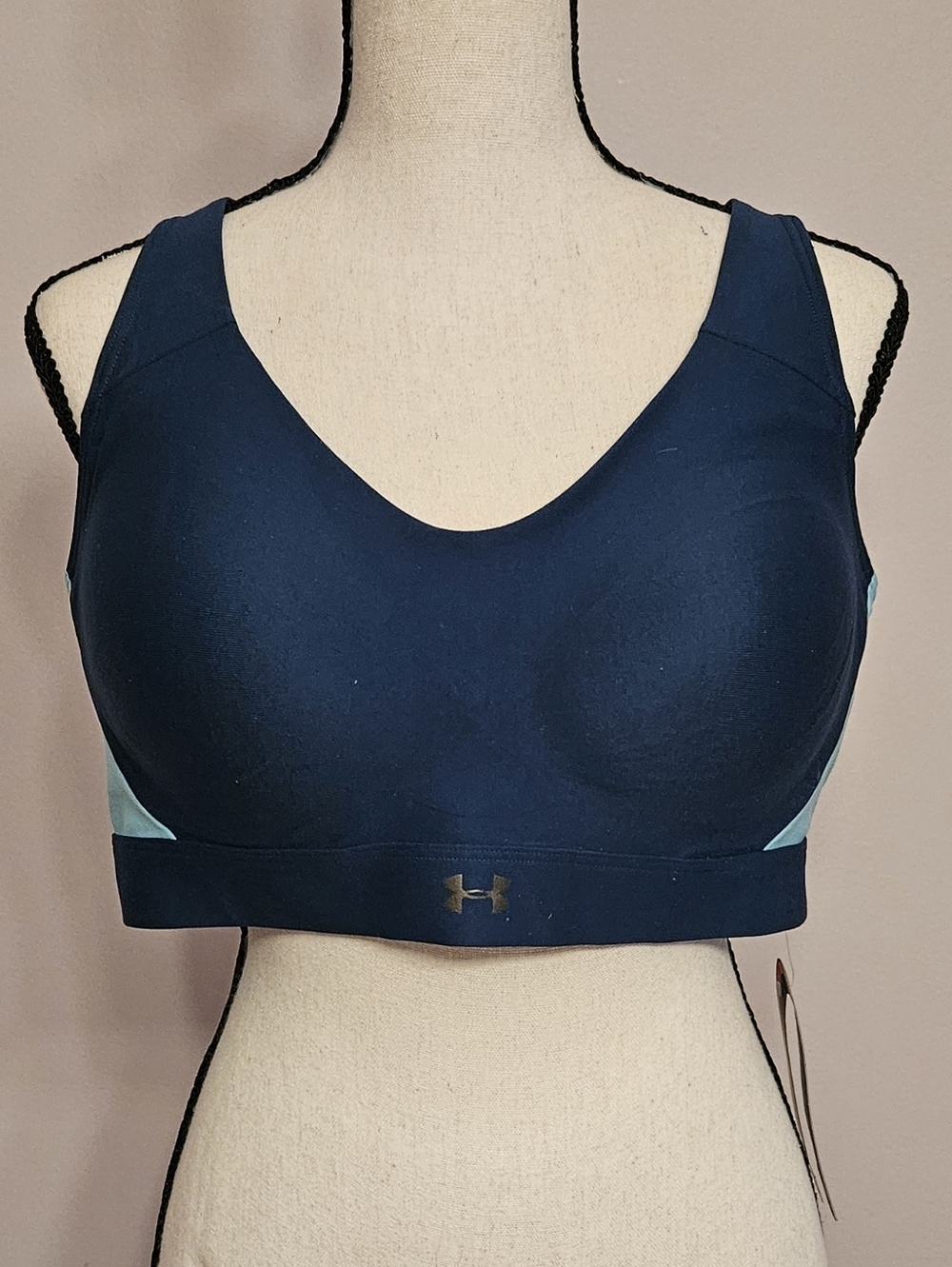 NYT Under Armour Women's Navy Blue Mid Impact High Impact Sports Bra